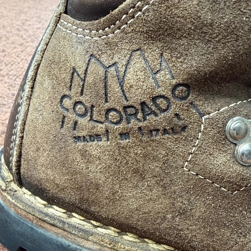 Kinney Shoes Colorado Vintage Hiking Boots Mens 10 Brown Leather Made in Italy